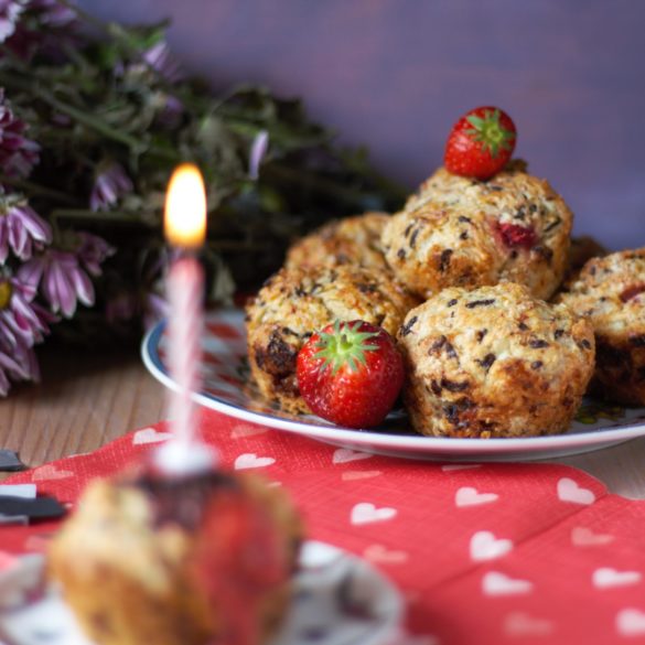 Rezept einfache Beeren Muffins mit Kokos und Streuseln