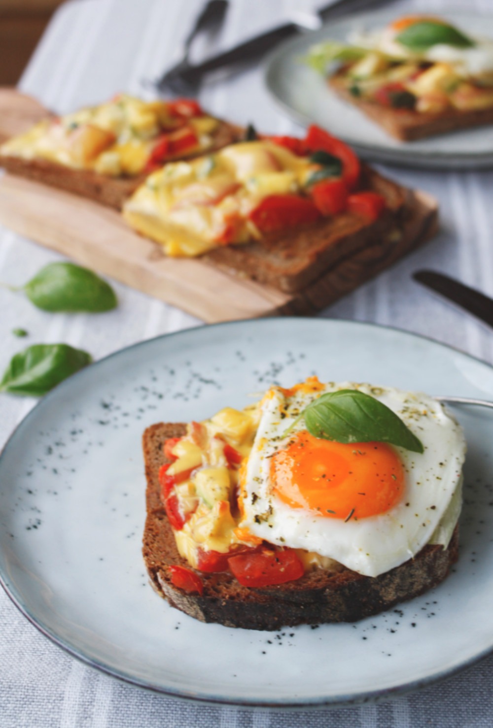 Einfache Brot Resteverwertung Brot mit Käse überbacken &amp; Gemüse