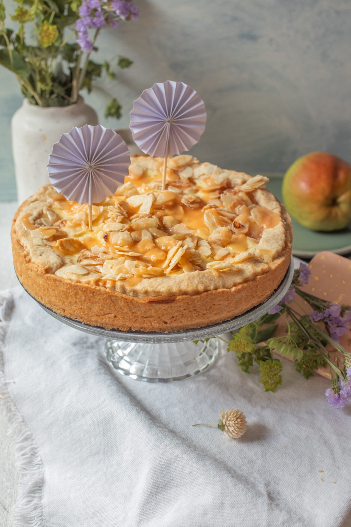 Birnenkuchen mit Karamell Naschen mit der Erdbeerqueen Rezept Birnenkuchen mit Pudding, Karamell und Mandeln